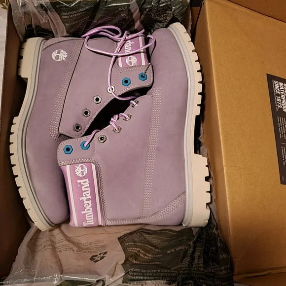 Timberland Ladies 6 Inch Grey And Purple Waterproof Boots Size UK 8 - Picture 4 of 11